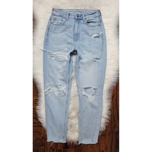 American Eagle Hi Rise MOM JEAN Women's size 00 Distressed Jeans